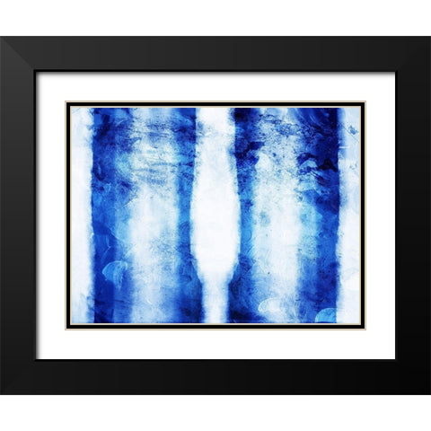 Blue Stripes Mate Black Modern Wood Framed Art Print with Double Matting by Villa, Mlli