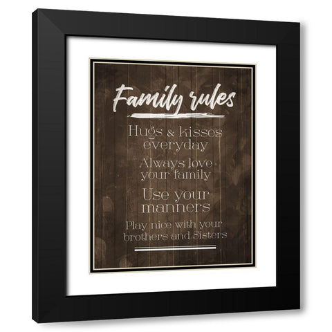 Family Rules Wood Tone Black Modern Wood Framed Art Print with Double Matting by Villa, Mlli