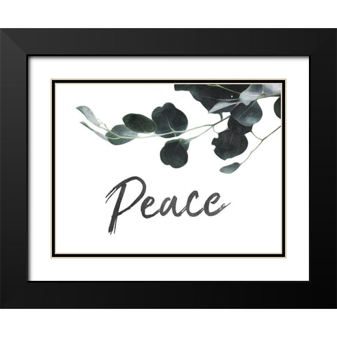 Peace Leaves Black Modern Wood Framed Art Print with Double Matting by Villa, Mlli