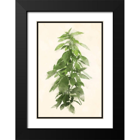 Green Leaves Mate Black Modern Wood Framed Art Print with Double Matting by Villa, Mlli
