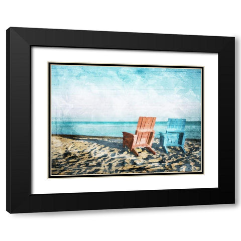 Relaxing At The Beach Black Modern Wood Framed Art Print with Double Matting by Villa, Mlli
