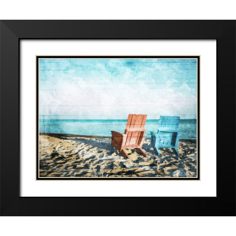 Relaxing At The Beach Black Modern Wood Framed Art Print with Double Matting by Villa, Mlli