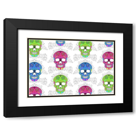 Bright Skulls Black Modern Wood Framed Art Print with Double Matting by Villa, Mlli