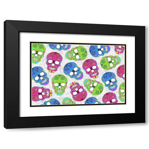 Fun Skulls Black Modern Wood Framed Art Print with Double Matting by Villa, Mlli