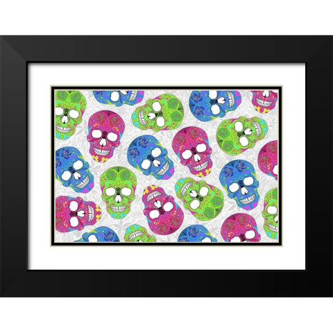 Fun Skulls Black Modern Wood Framed Art Print with Double Matting by Villa, Mlli
