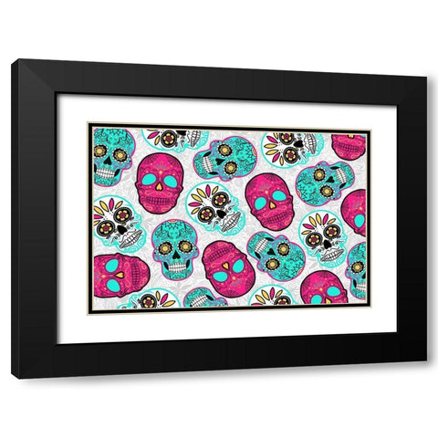 More Fun Skulls Black Modern Wood Framed Art Print with Double Matting by Villa, Mlli