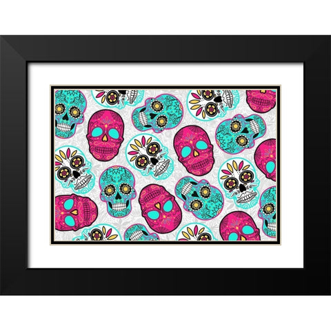 More Fun Skulls Black Modern Wood Framed Art Print with Double Matting by Villa, Mlli