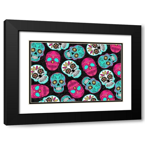 More Fun Skulls Reverse Black Modern Wood Framed Art Print with Double Matting by Villa, Mlli