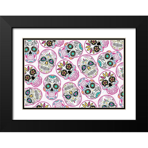 Pink Skulls Reverse Black Modern Wood Framed Art Print with Double Matting by Villa, Mlli
