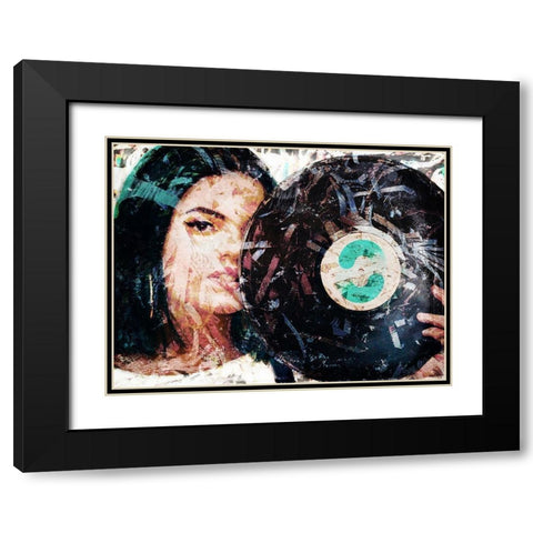 Record Scraps Black Modern Wood Framed Art Print with Double Matting by Villa, Mlli