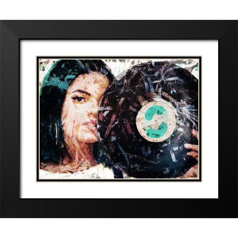 Record Scraps Black Modern Wood Framed Art Print with Double Matting by Villa, Mlli