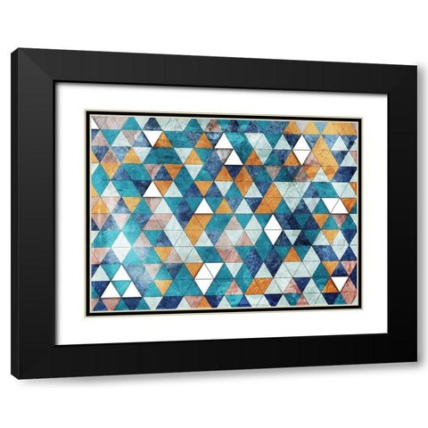 Teal Tri Pops Black Modern Wood Framed Art Print with Double Matting by Villa, Mlli