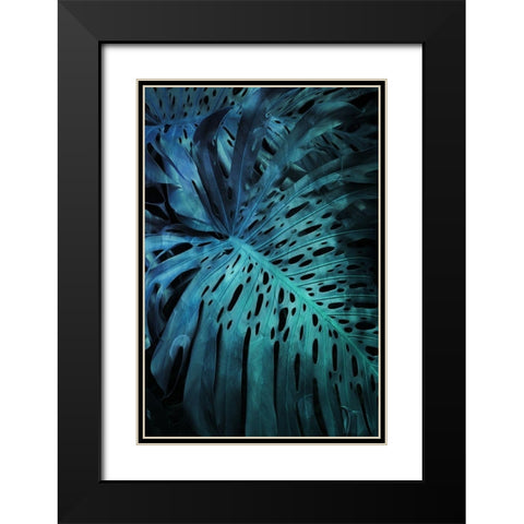 Teal Night Foliage Black Modern Wood Framed Art Print with Double Matting by Villa, Milli