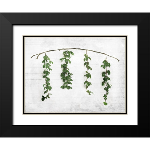Hanging Leaves On Wall Black Modern Wood Framed Art Print with Double Matting by Villa, Mlli