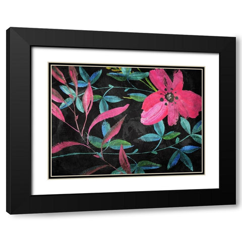 Tropical Flower Mix Black Modern Wood Framed Art Print with Double Matting by Villa, Mlli
