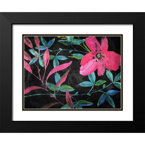 Tropical Flower Mix Black Modern Wood Framed Art Print with Double Matting by Villa, Mlli