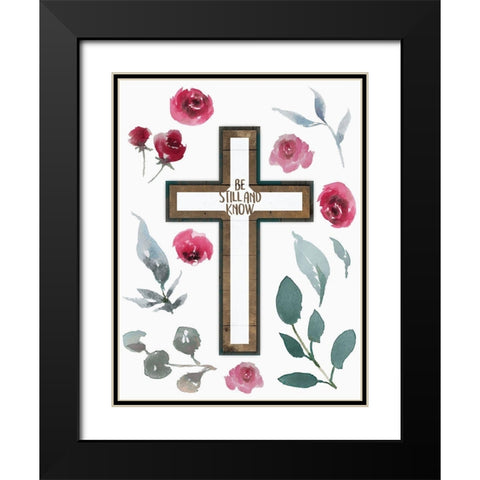 Be Still Cross Black Modern Wood Framed Art Print with Double Matting by Villa, Mlli