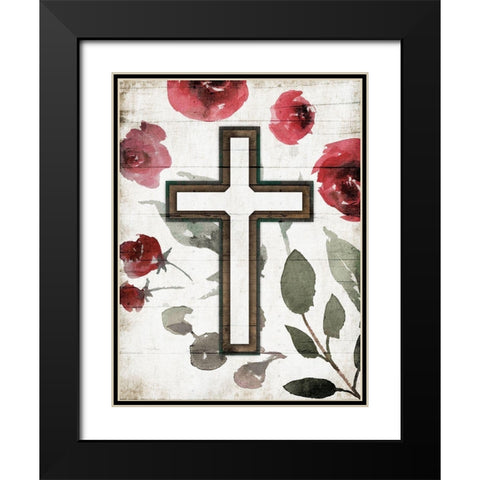 Cross Rose Black Modern Wood Framed Art Print with Double Matting by Villa, Mlli