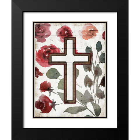 Cross Rose Mate Black Modern Wood Framed Art Print with Double Matting by Villa, Mlli