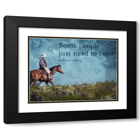 No Cowboy Texting Black Modern Wood Framed Art Print with Double Matting by Villa, Mlli