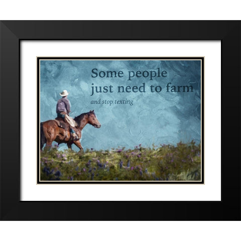No Cowboy Texting Black Modern Wood Framed Art Print with Double Matting by Villa, Mlli