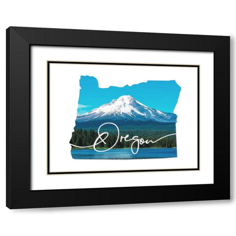 Oregon Mountain Black Modern Wood Framed Art Print with Double Matting by Villa, Mlli