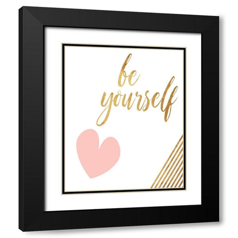 Be Yourself Heart Black Modern Wood Framed Art Print with Double Matting by Villa, Mlli