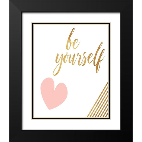 Be Yourself Heart Black Modern Wood Framed Art Print with Double Matting by Villa, Mlli