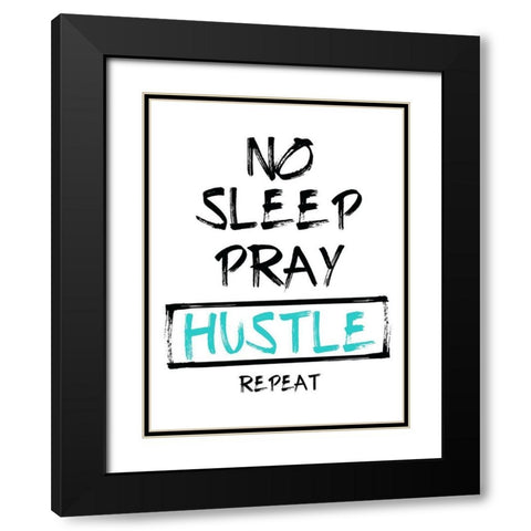 No Sleep Teal Black Modern Wood Framed Art Print with Double Matting by Villa, Mlli