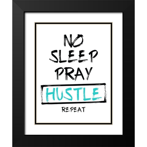No Sleep Teal Black Modern Wood Framed Art Print with Double Matting by Villa, Mlli