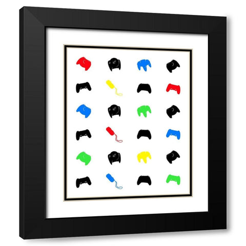 Gamer Pattern Colors Black Modern Wood Framed Art Print with Double Matting by Villa, Mlli