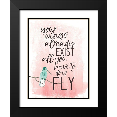 Fly Black Modern Wood Framed Art Print with Double Matting by Villa, Mlli