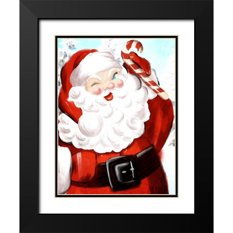 Santa Candy Cane Black Modern Wood Framed Art Print with Double Matting by Villa, Mlli