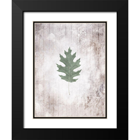 Washed Leaf Black Modern Wood Framed Art Print with Double Matting by Villa, Mlli