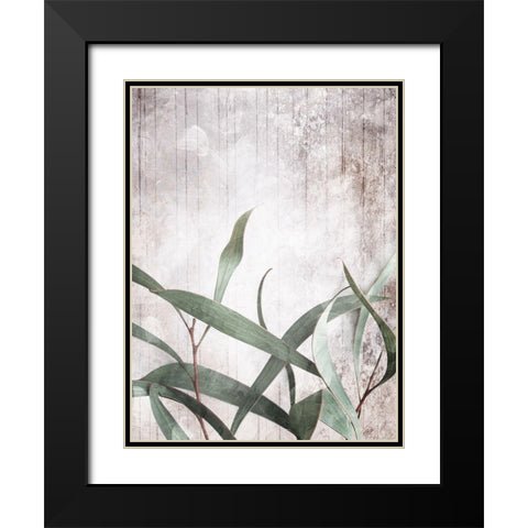 Washed Leaves Black Modern Wood Framed Art Print with Double Matting by Villa, Mlli