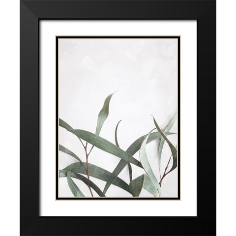 Washed Simple Leaves Black Modern Wood Framed Art Print with Double Matting by Villa, Mlli
