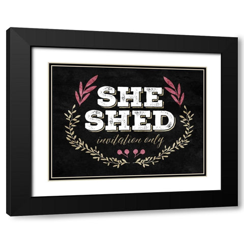 She Shed Black Modern Wood Framed Art Print with Double Matting by Villa, Mlli