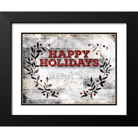 Happy Holidays Black Modern Wood Framed Art Print with Double Matting by Villa, Mlli