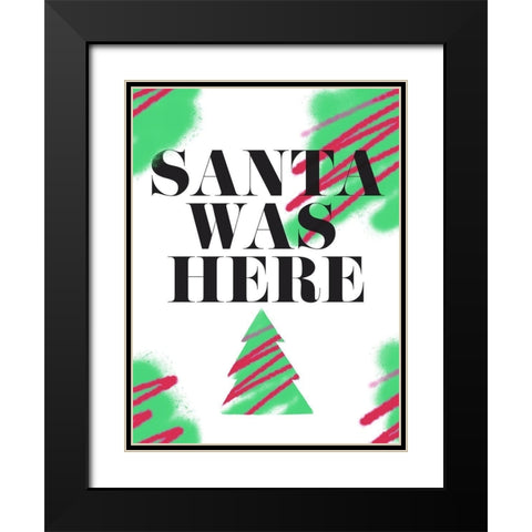 Santa Was Here Black Modern Wood Framed Art Print with Double Matting by Villa, Milli