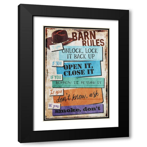 Barn Rules Black Modern Wood Framed Art Print with Double Matting by Villa, Milli