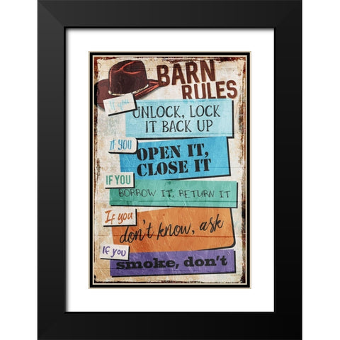 Barn Rules Black Modern Wood Framed Art Print with Double Matting by Villa, Milli