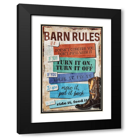 Barn Rules Black Modern Wood Framed Art Print with Double Matting by Villa, Milli