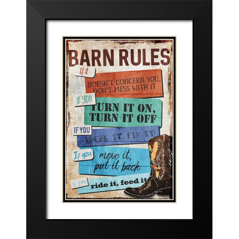 Barn Rules Black Modern Wood Framed Art Print with Double Matting by Villa, Milli