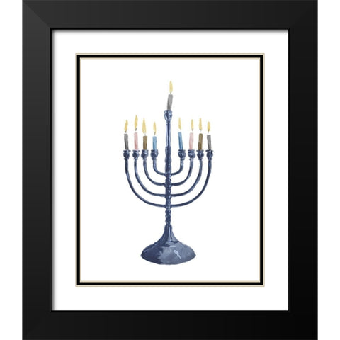Menorah Black Modern Wood Framed Art Print with Double Matting by Villa, Milli