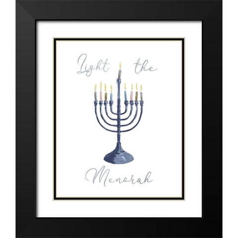 Light The Menorah Black Modern Wood Framed Art Print with Double Matting by Villa, Milli