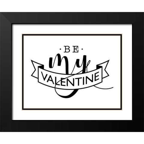 Be My V Black Modern Wood Framed Art Print with Double Matting by Villa, Milli