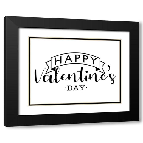 Happy V Day Black Modern Wood Framed Art Print with Double Matting by Villa, Milli