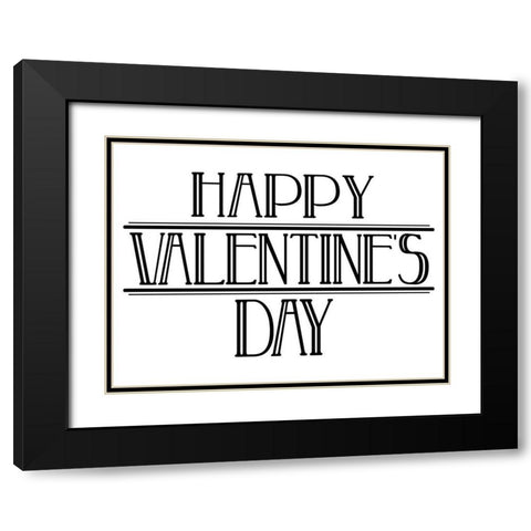 Happy Valentine Day Clean Black Modern Wood Framed Art Print with Double Matting by Villa, Milli