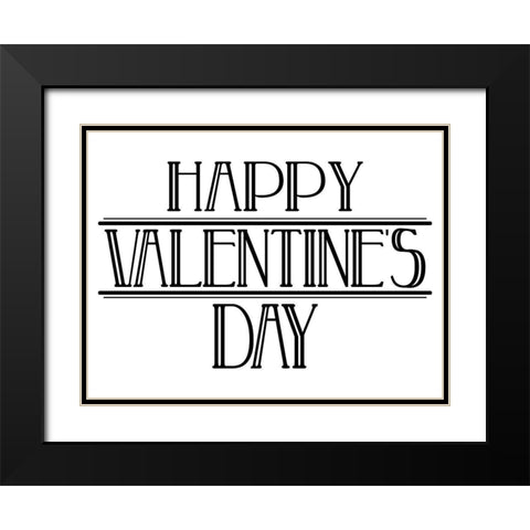 Happy Valentine Day Clean Black Modern Wood Framed Art Print with Double Matting by Villa, Milli