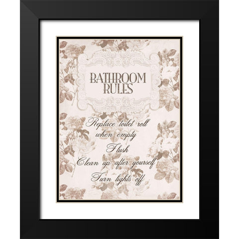 Bathroom Rules 1 Black Modern Wood Framed Art Print with Double Matting by Villa, Milli